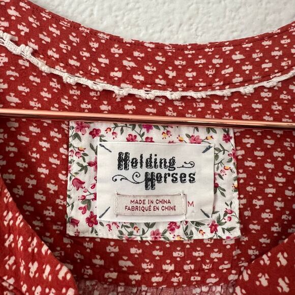 Holding Horses Pavin Buttondown
Tunic Pockets Tiered V Neck Orange Geometric - Picture 6 of 8